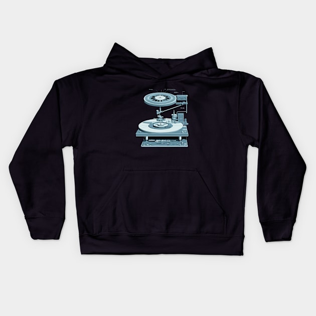 Turntable Exploded View Kids Hoodie by DavidLoblaw